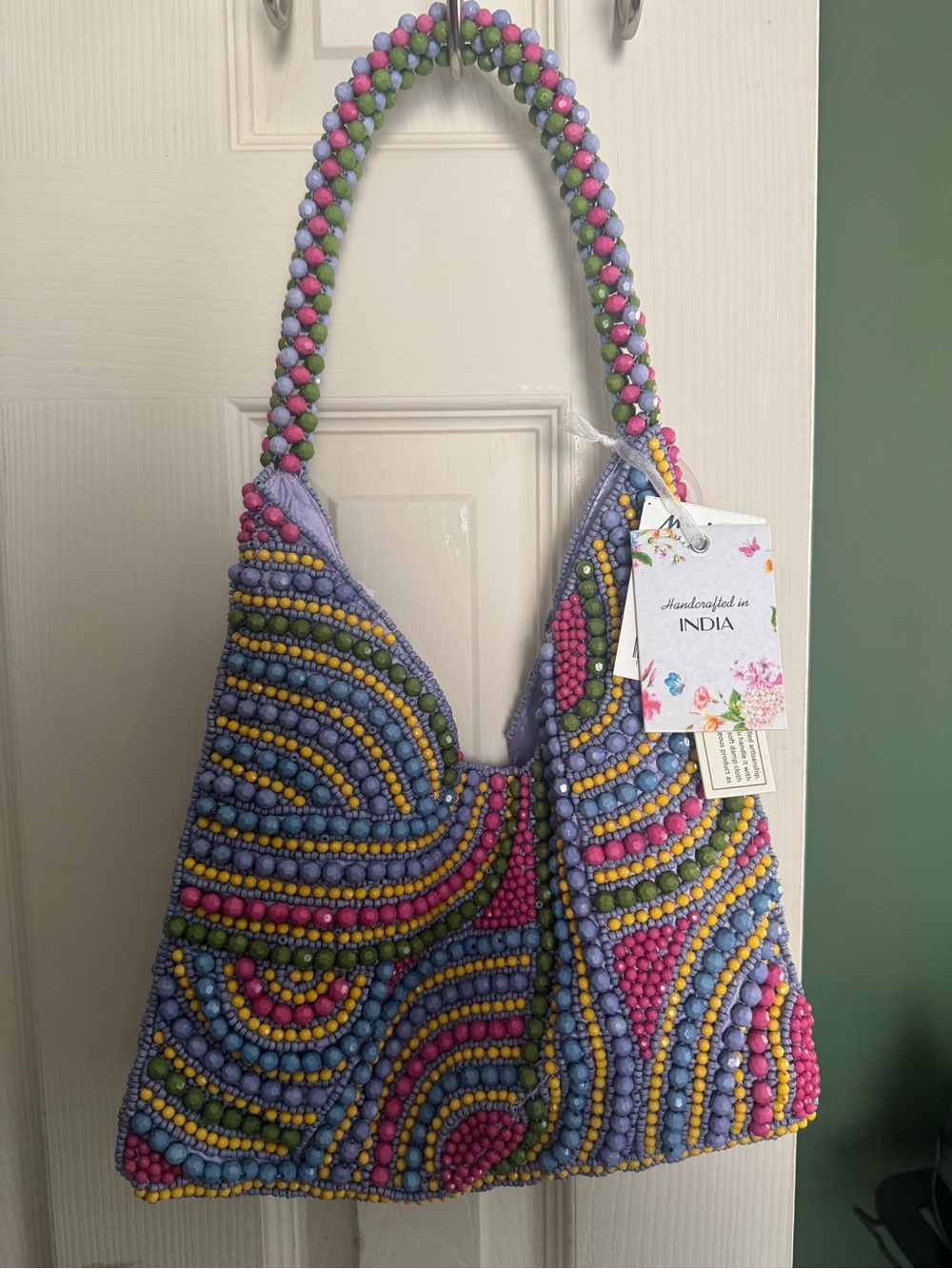 Handcrafted in India Purple Beaded Shoulder Bag - Multicolor NWT!! Never worn